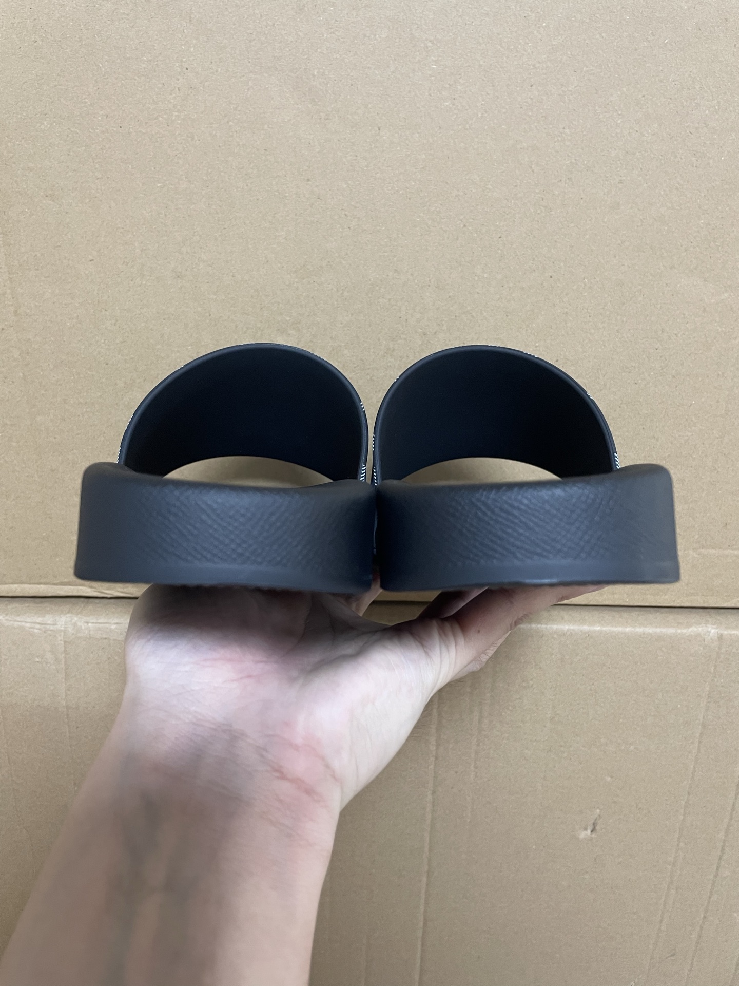 Burberry Black and White Check Comfort Non-Slip Slide Sandals