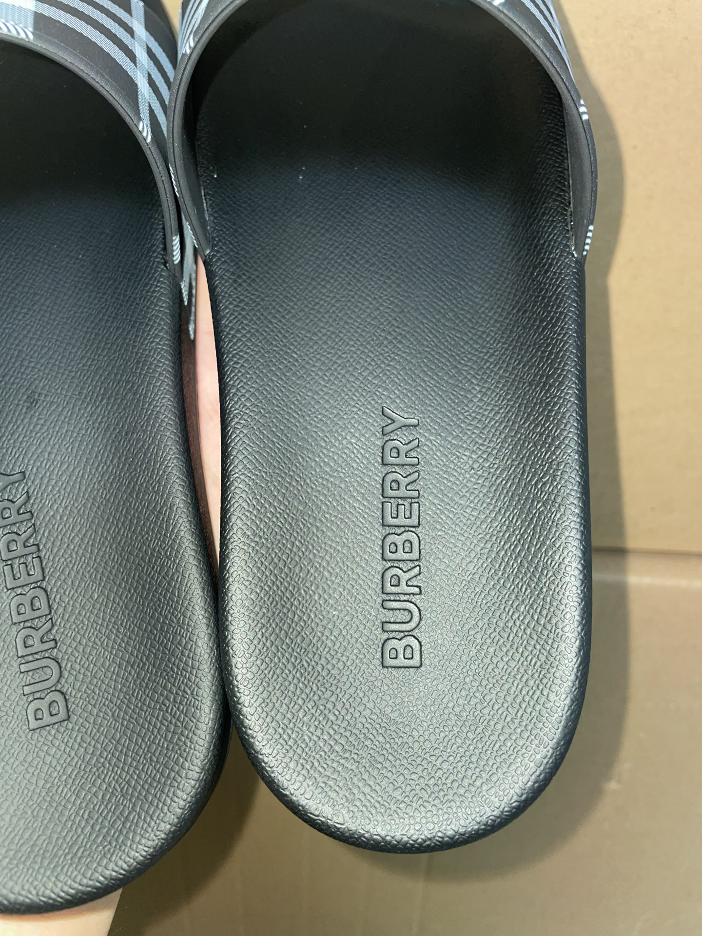 Burberry Black and White Check Comfort Non-Slip Slide Sandals