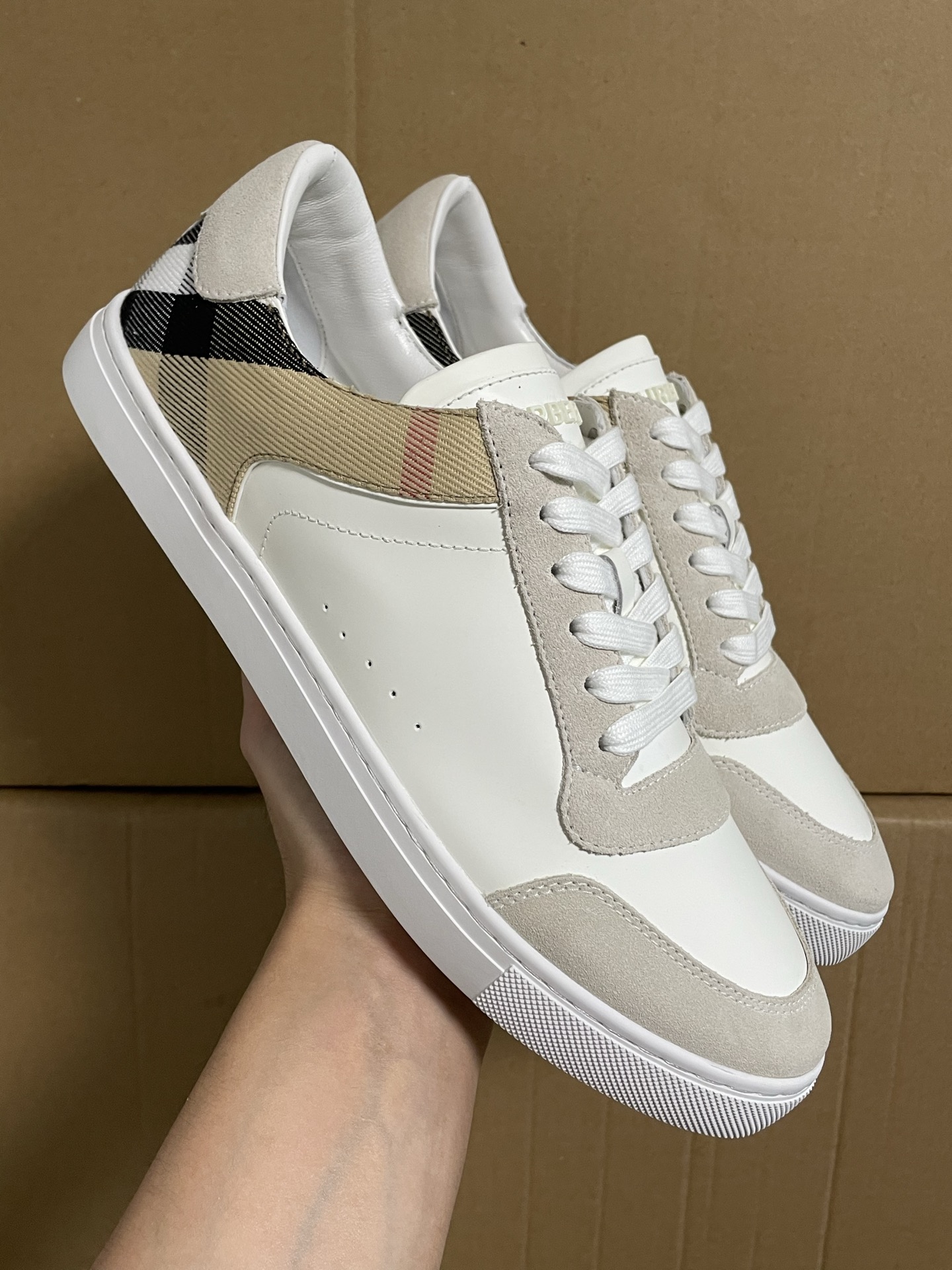 Burberry House Series Checkered Patchwork Leather Casual Sneakers