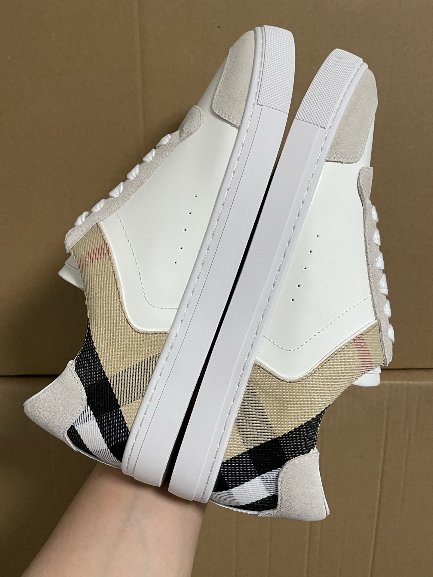 Burberry House Series Checkered Patchwork Leather Casual Sneakers