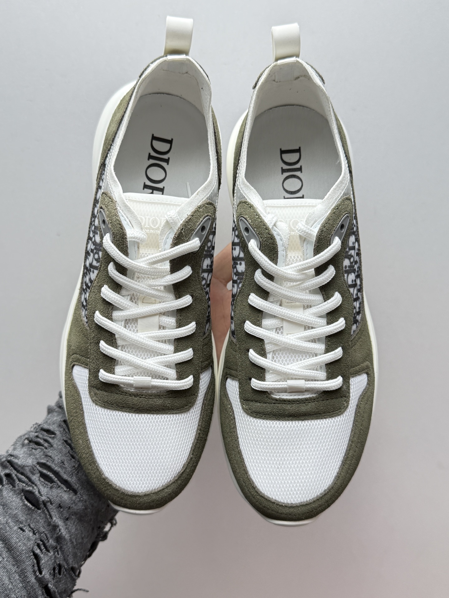 DIOR Oblique Monogram Paneled Suede Breathable Casual Sneakers