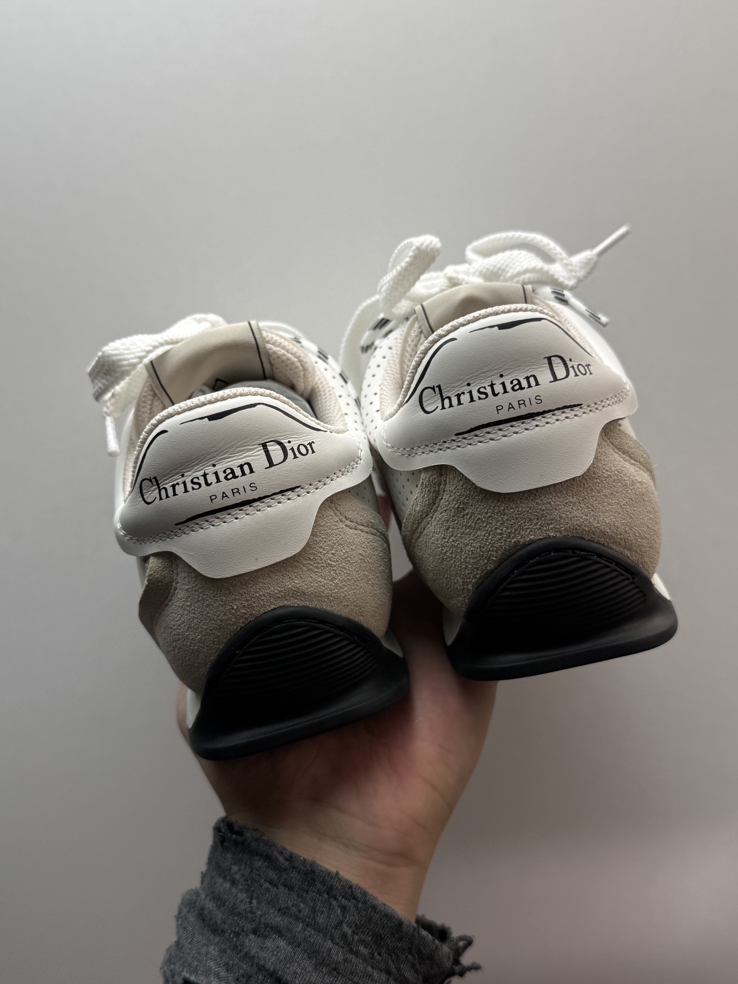 DIOR D-Sketch Graffiti Calfskin Paneled Casual Sneakers