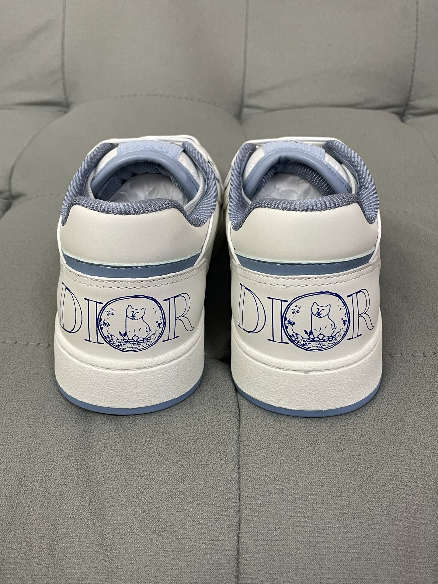 DIOR B27 Monogram Cutout Paneled Two-Tone Leather Casual Sneakers