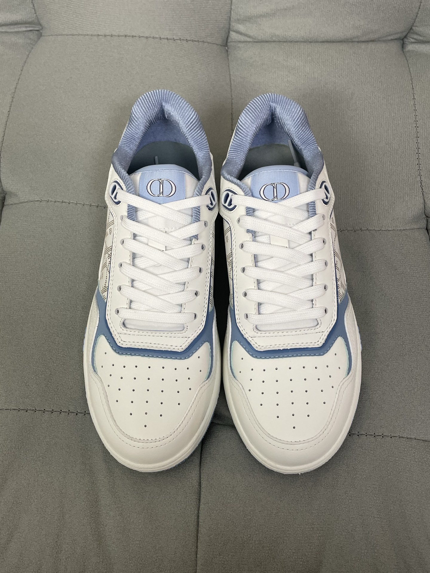 DIOR B27 Monogram Cutout Paneled Two-Tone Leather Casual Sneakers