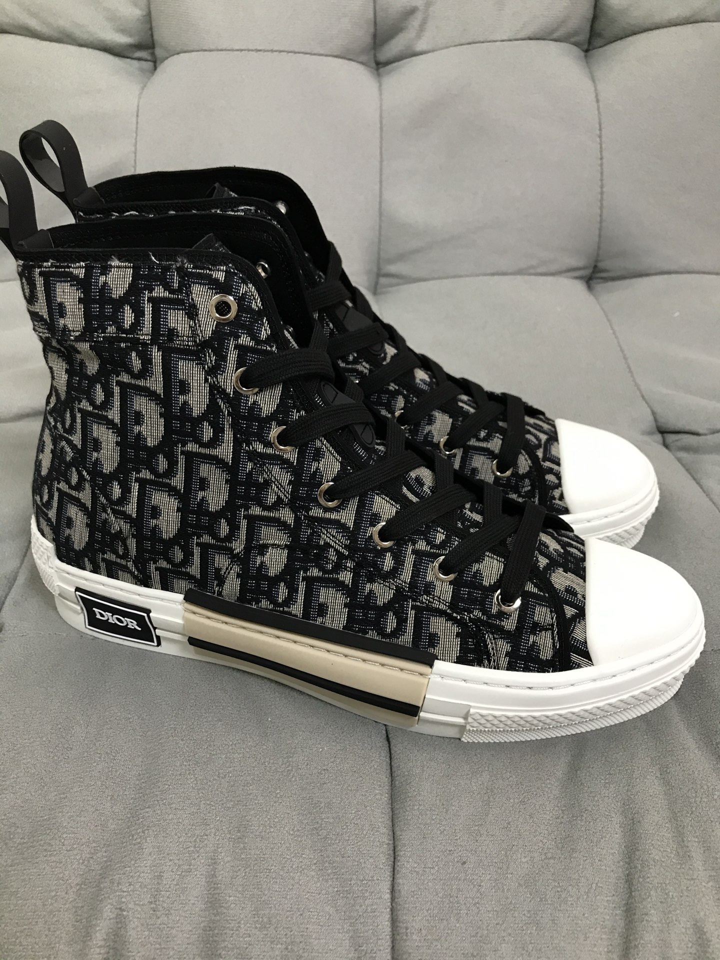 DIOR B23 Oblique Monogram High-Top Casual Canvas Sneakers