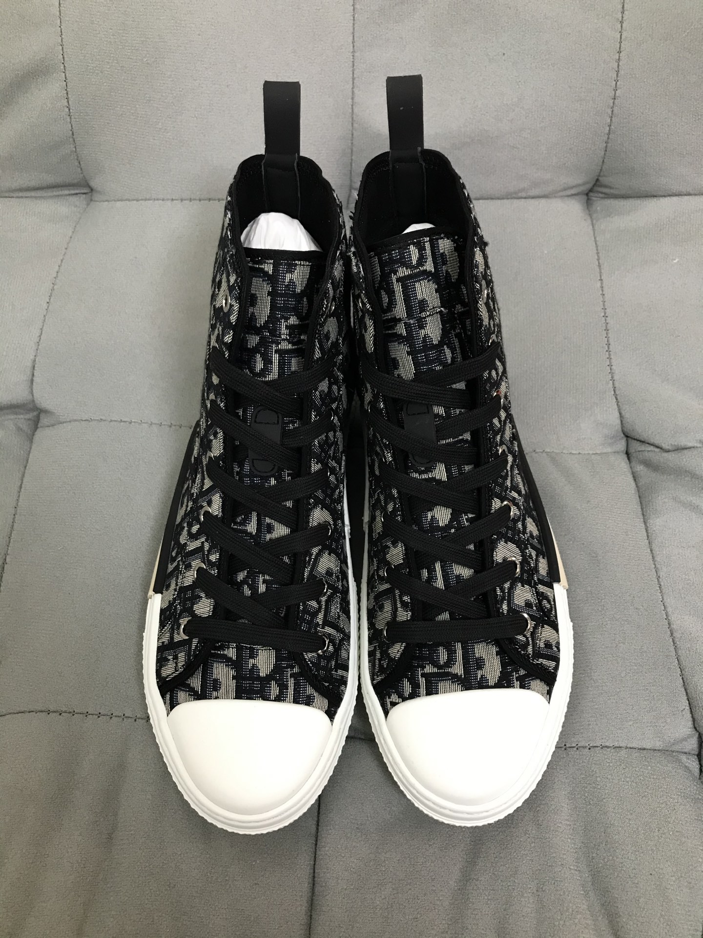 DIOR B23 Oblique Monogram High-Top Casual Canvas Sneakers