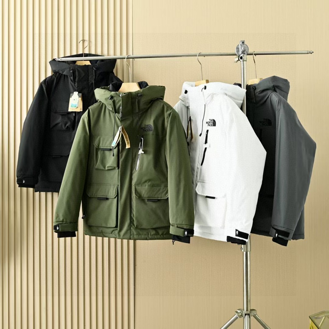 The North Face Multi-Pocket Cargo Cotton-Padded Jacket - Waterproof, Windproof, Hooded, Unisex