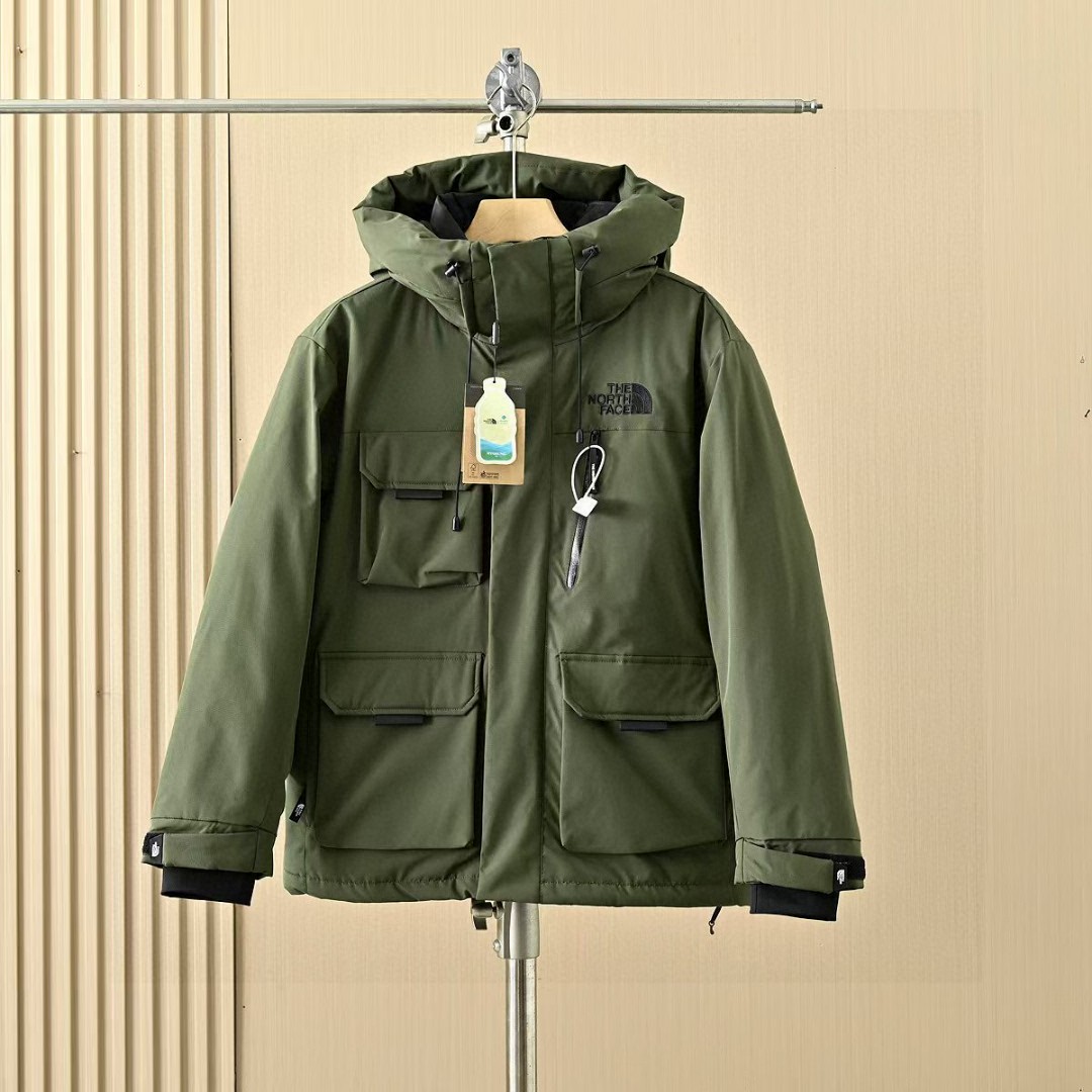 The North Face Multi-Pocket Cargo Cotton-Padded Jacket - Waterproof, Windproof, Hooded, Unisex