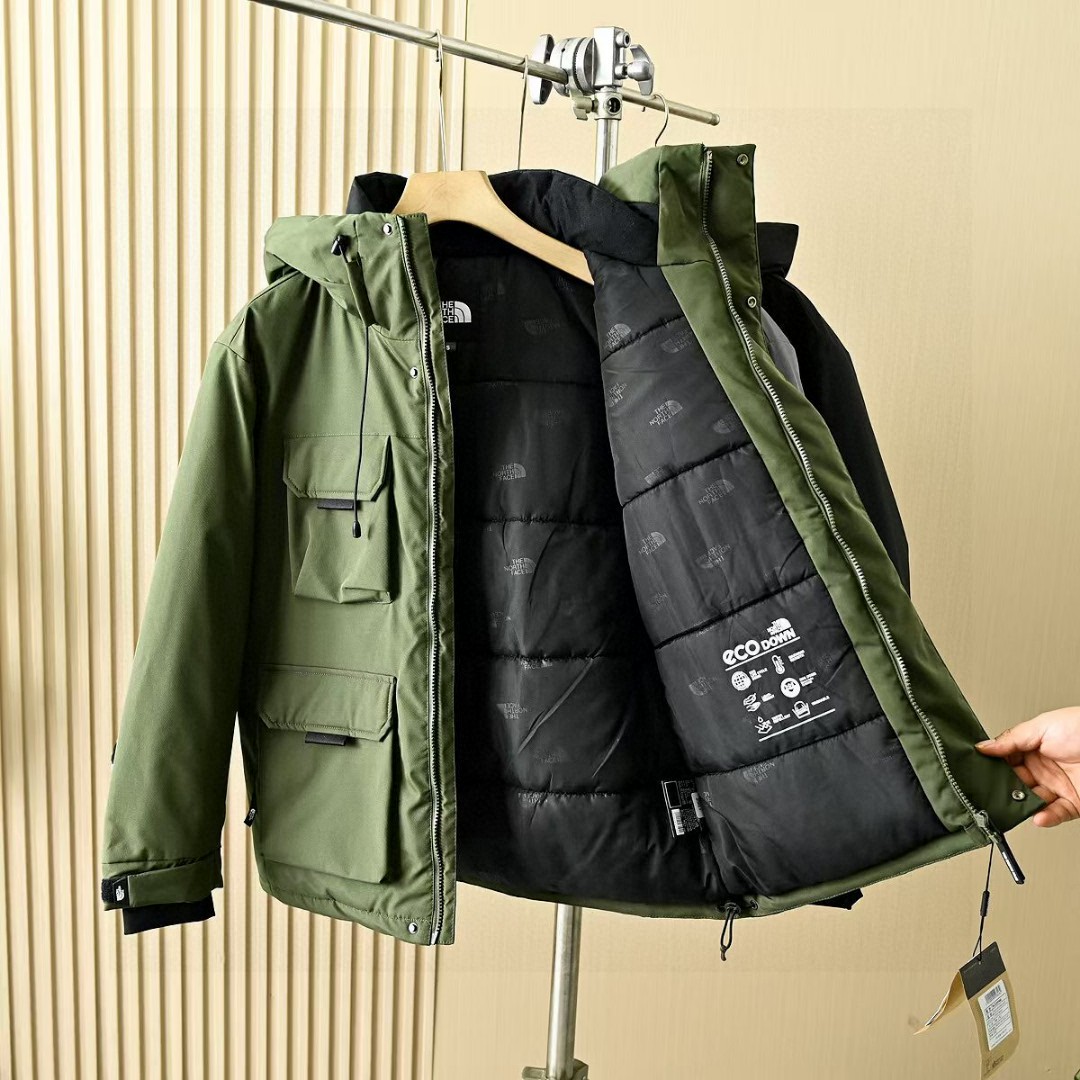 The North Face Multi-Pocket Cargo Cotton-Padded Jacket - Waterproof, Windproof, Hooded, Unisex