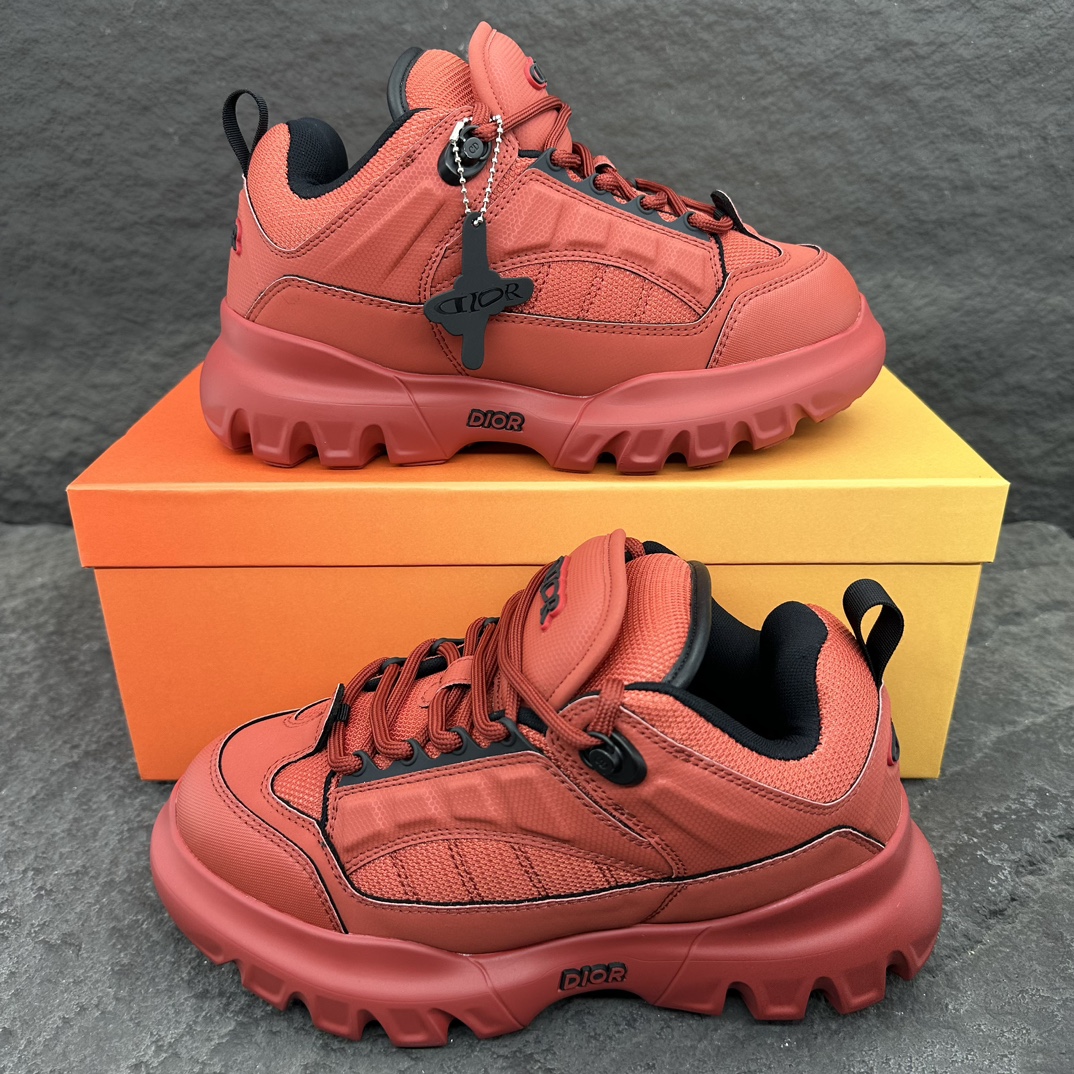 DIOR Lewis Hamilton x Snow Sneaker Red Mesh Paneled Chunky Sole Casual Sneakers