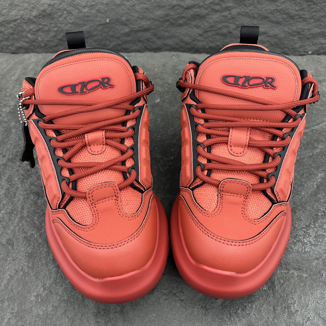 DIOR Lewis Hamilton x Snow Sneaker Red Mesh Paneled Chunky Sole Casual Sneakers