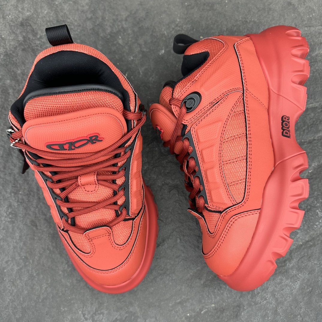 DIOR Lewis Hamilton x Snow Sneaker Red Mesh Paneled Chunky Sole Casual Sneakers