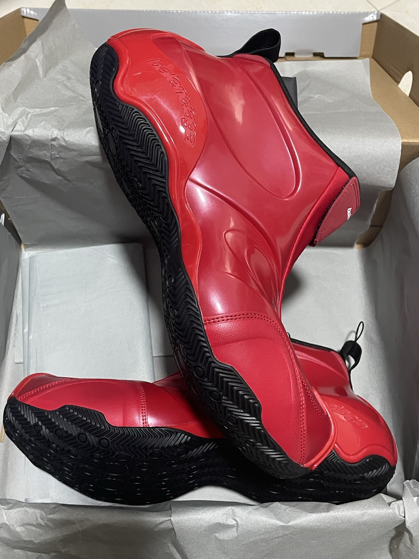 BALENCIAGA 2025 SS Patent Red Integrated Zipper High-Top Fashion Basketball Sneakers