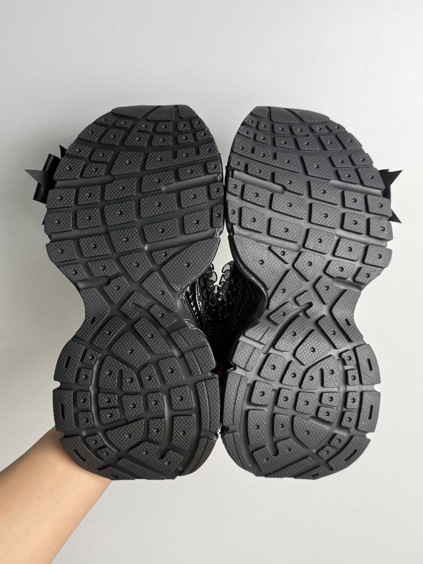 BALENCIAGA 3XL Lace Bow Detail All-Black Chunky Sole Sneakers