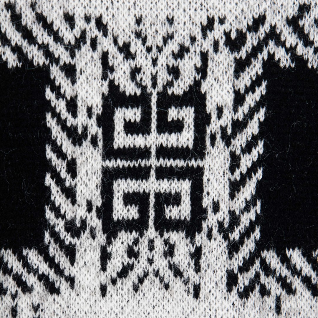 Givenchy Mohair Black and White Patchwork Logo Knit Sweater