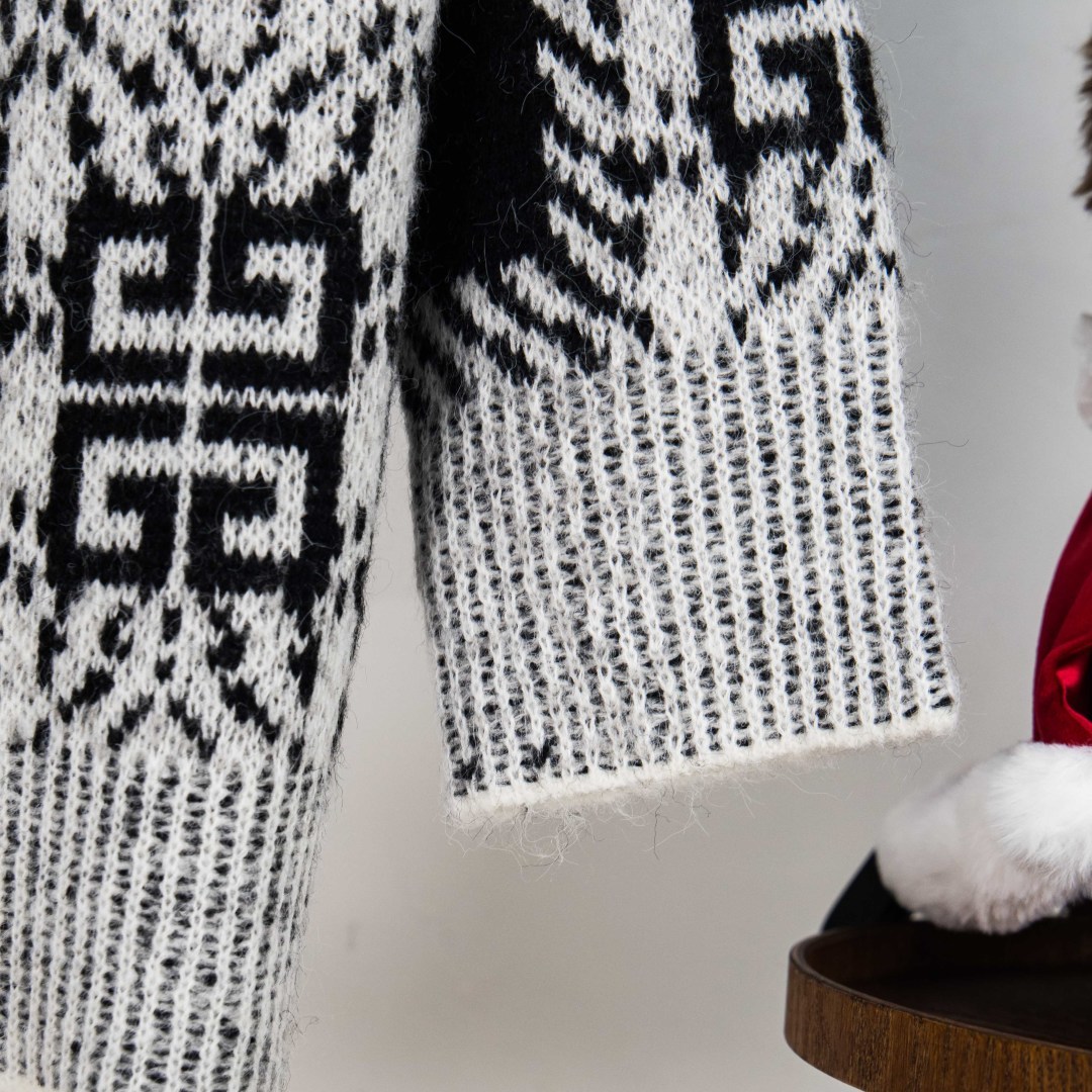 Givenchy Mohair Black and White Patchwork Logo Knit Sweater