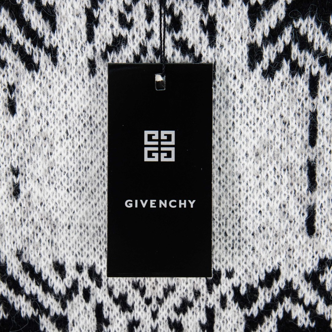 Givenchy Mohair Black and White Patchwork Logo Knit Sweater