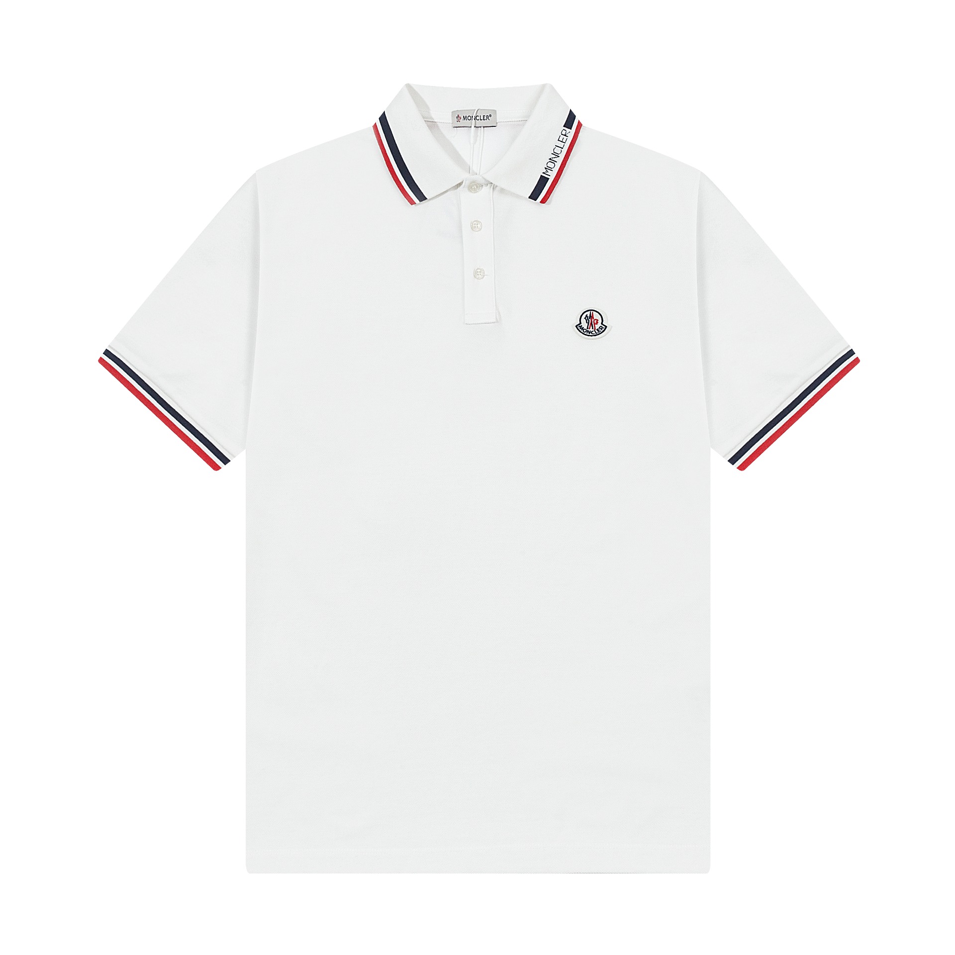 Moncler 100% Cotton Short-Sleeve Top - Ribbed Cuffs, Button Closure