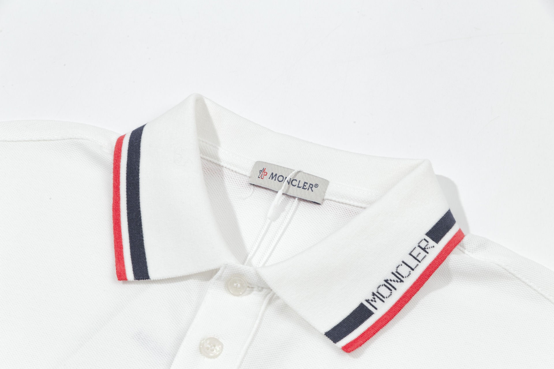 Moncler 100% Cotton Short-Sleeve Top - Ribbed Cuffs, Button Closure
