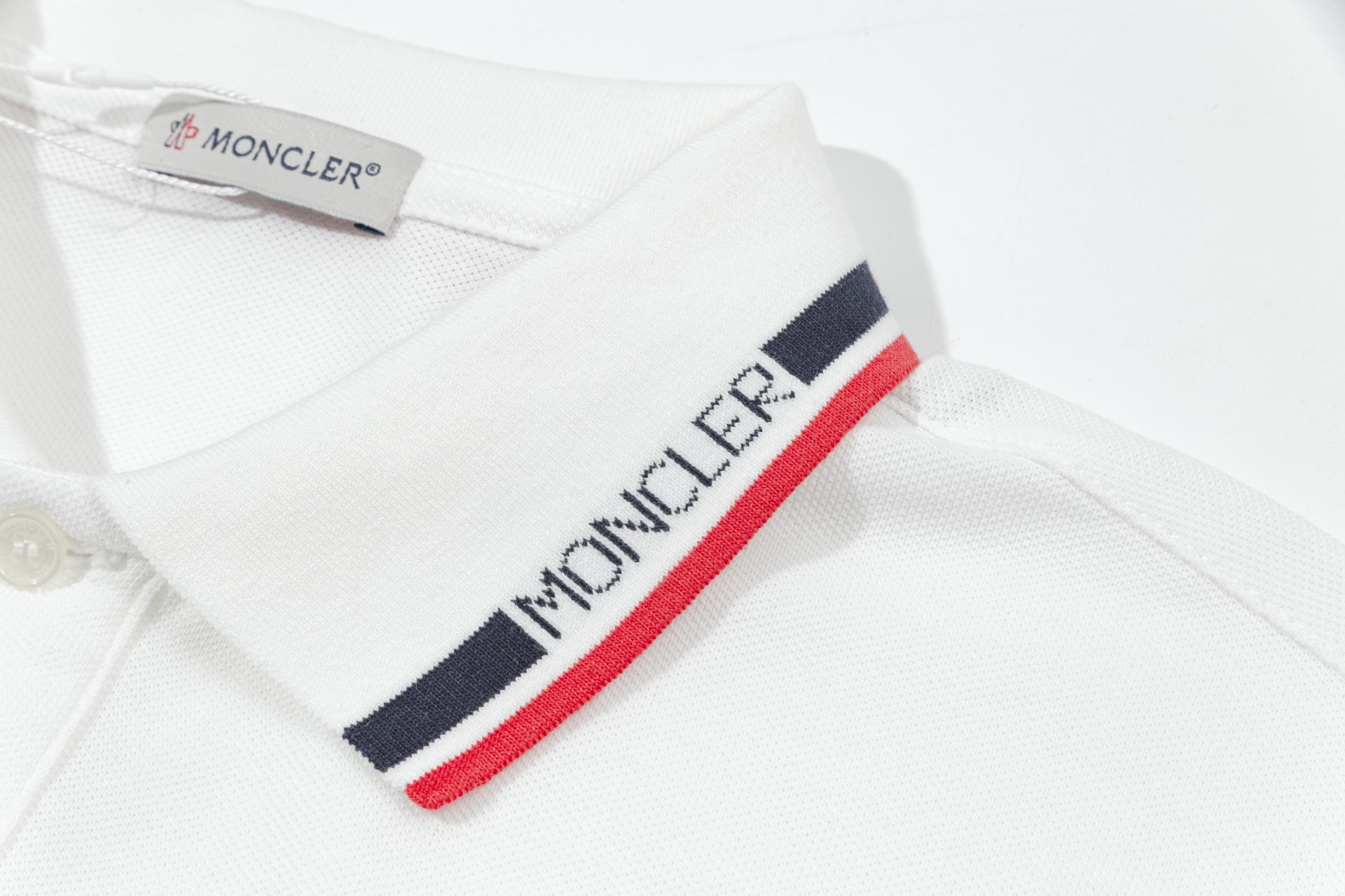 Moncler 100% Cotton Short-Sleeve Top - Ribbed Cuffs, Button Closure