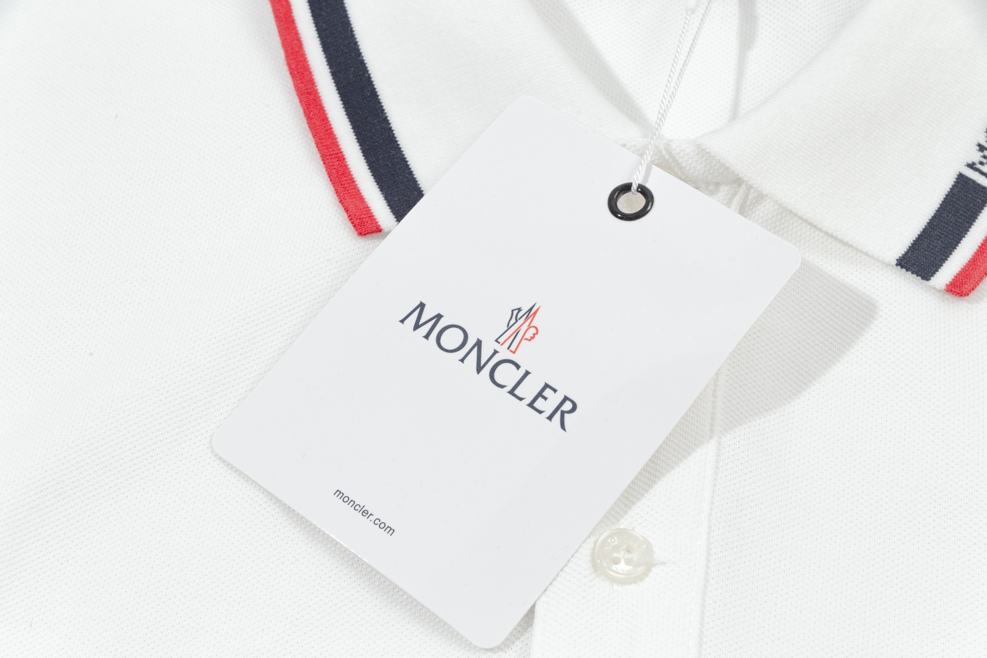 Moncler 100% Cotton Short-Sleeve Top - Ribbed Cuffs, Button Closure