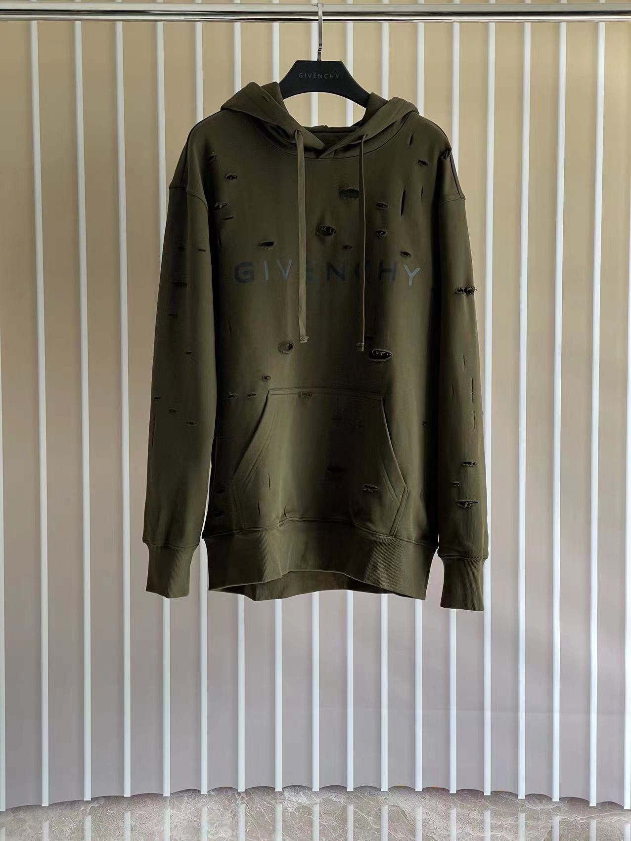 GIVENCHY Distressed Hole Relaxed Hoodie