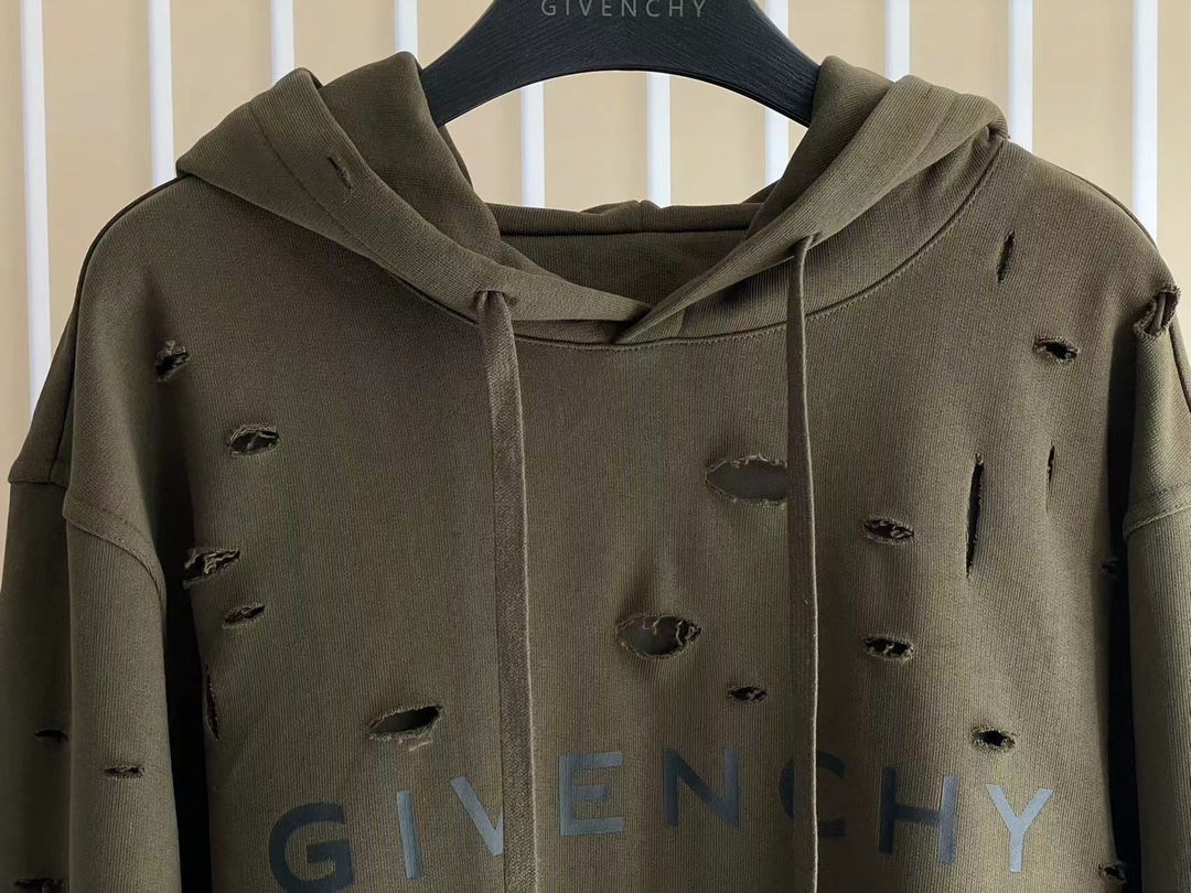 GIVENCHY Distressed Hole Relaxed Hoodie