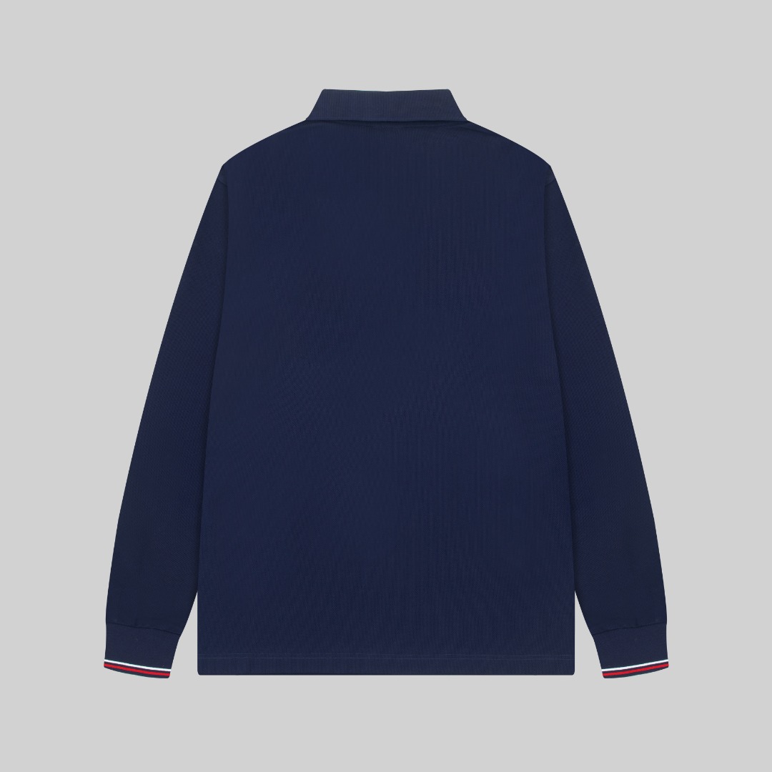 Moncler New Logo-Embroidered Lapel Long-Sleeve Polo Shirt