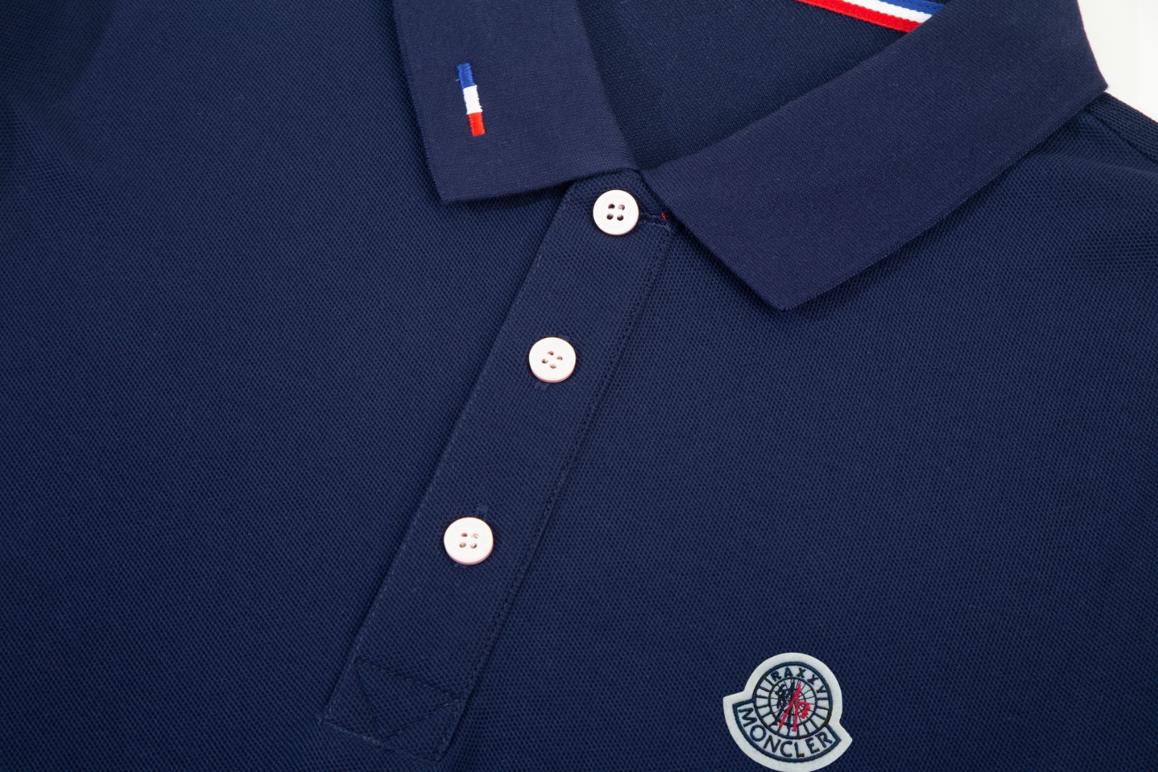 Moncler New Logo-Embroidered Lapel Long-Sleeve Polo Shirt
