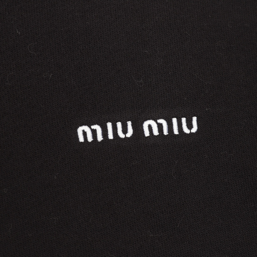 MIU MIU Letter Half-Zip Cashmere Turtleneck Sweatshirt