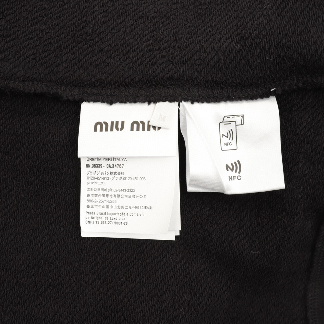MIU MIU Letter Half-Zip Cashmere Turtleneck Sweatshirt