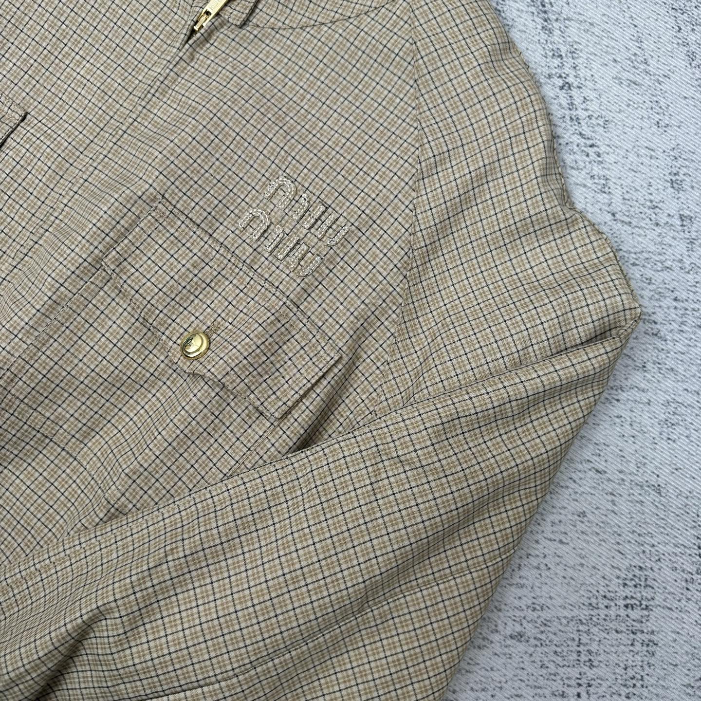 Miu Miu Checkered Waist-Cinched Jacket