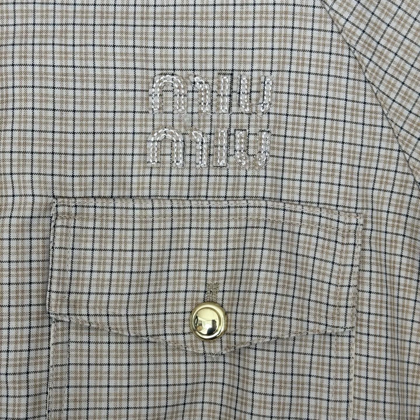 Miu Miu Checkered Waist-Cinched Jacket