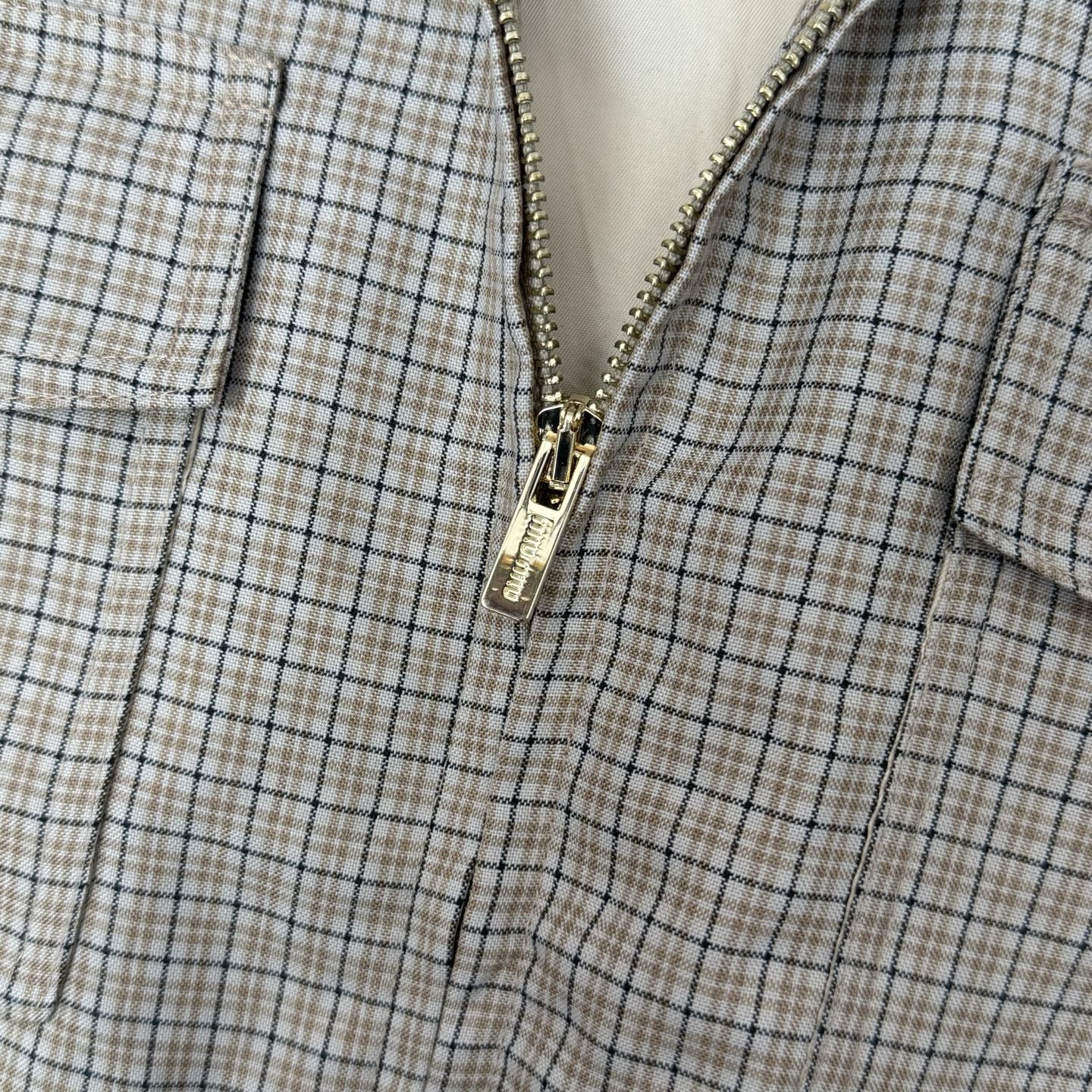 Miu Miu Checkered Waist-Cinched Jacket