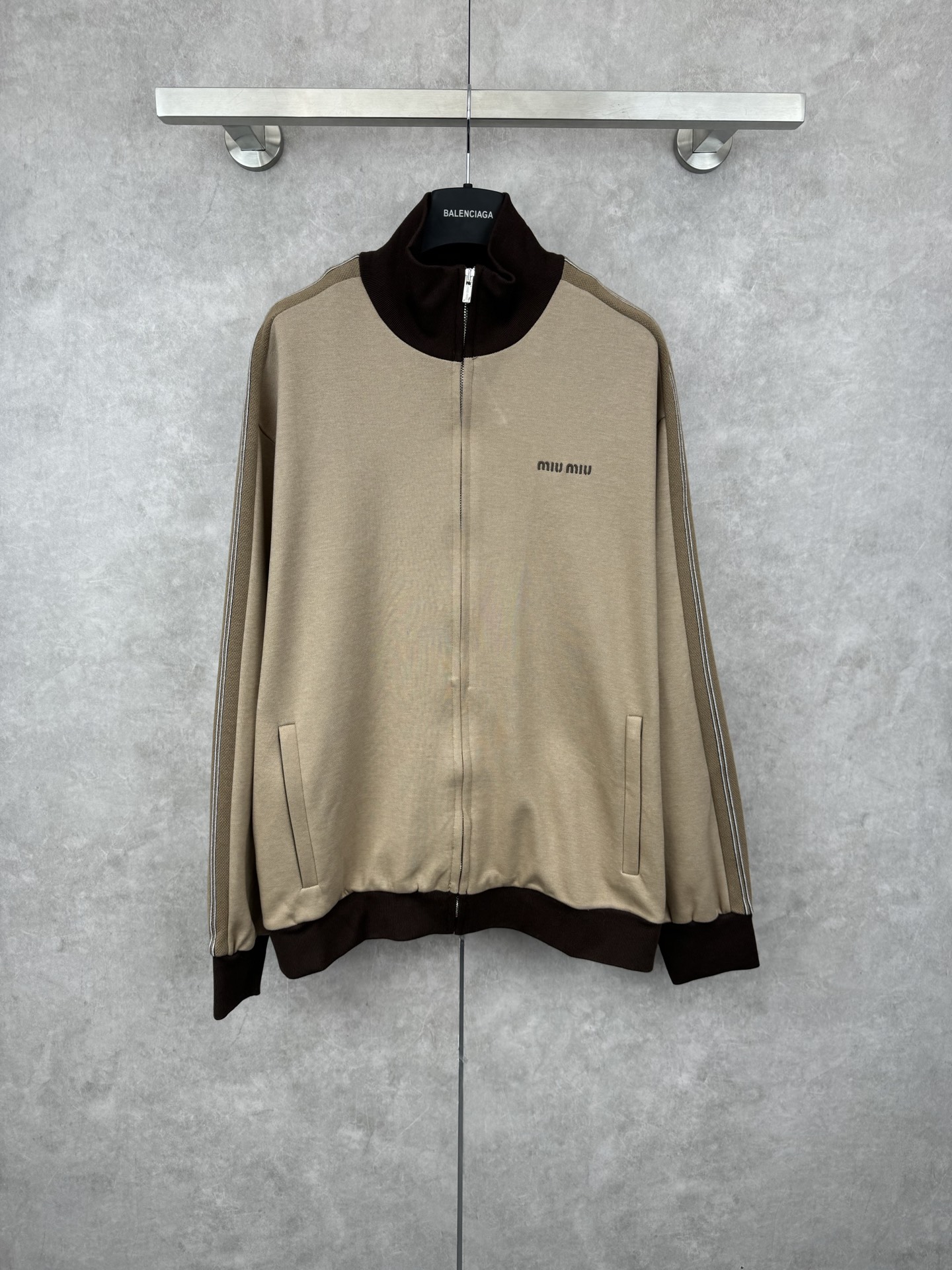 Miu Miu Plain Knit Zip-Up Sweatshirt