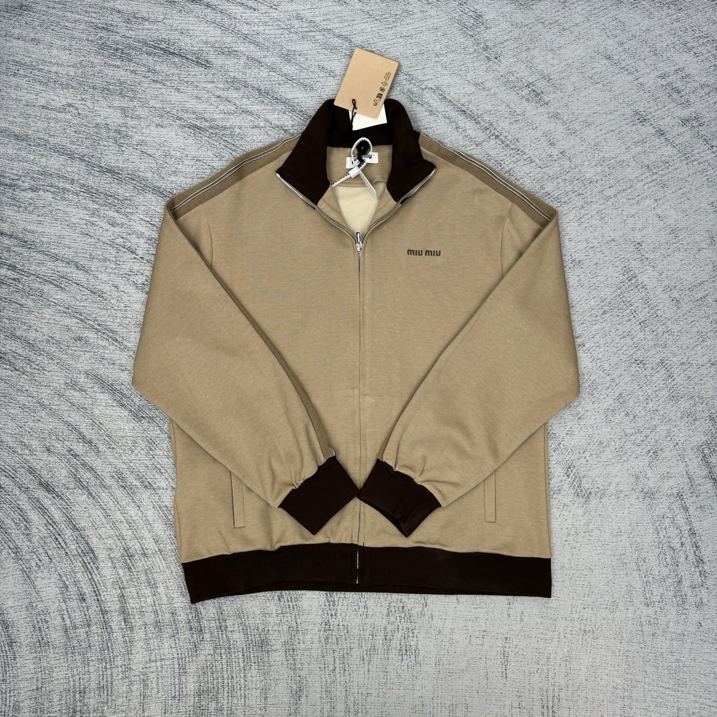 Miu Miu Plain Knit Zip-Up Sweatshirt