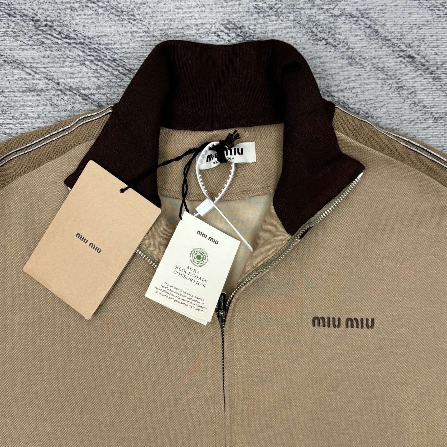Miu Miu Plain Knit Zip-Up Sweatshirt