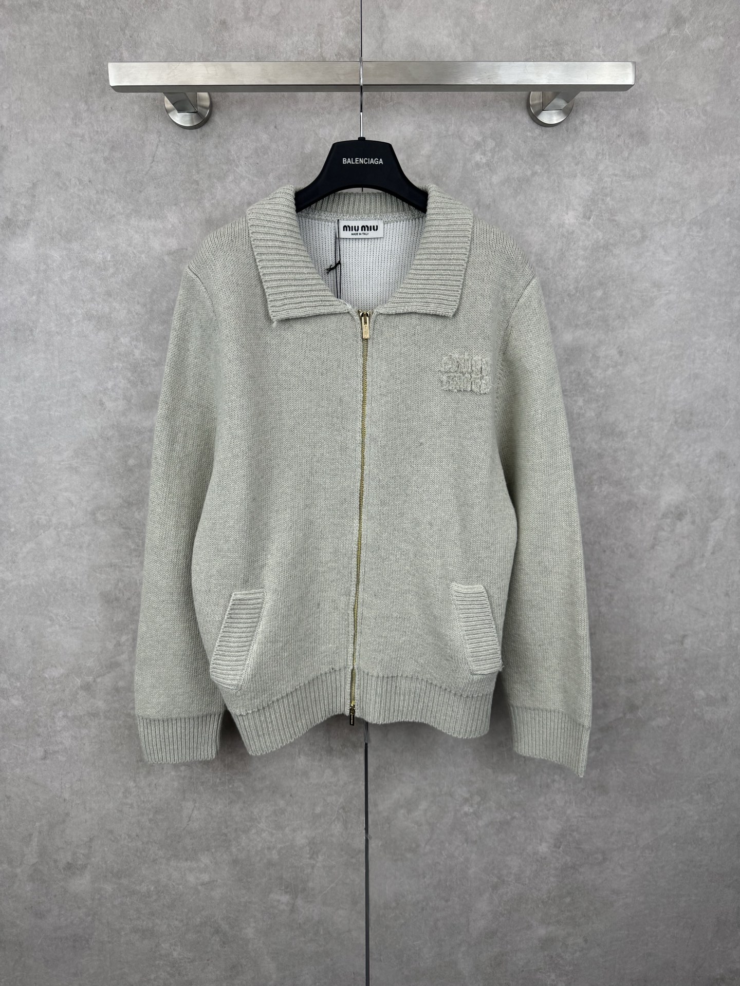 Miu Miu 25FW Wool Zip-Up Sweater
