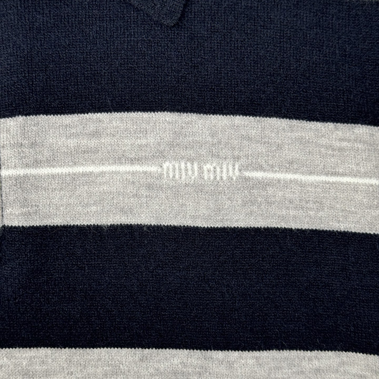 Miu Miu 25FW Half-Zip Striped Sweater