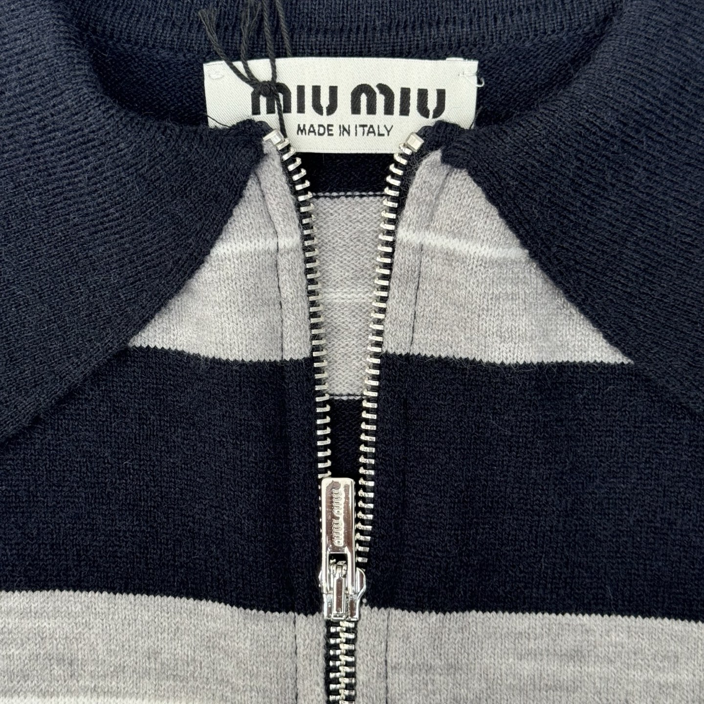 Miu Miu 25FW Half-Zip Striped Sweater