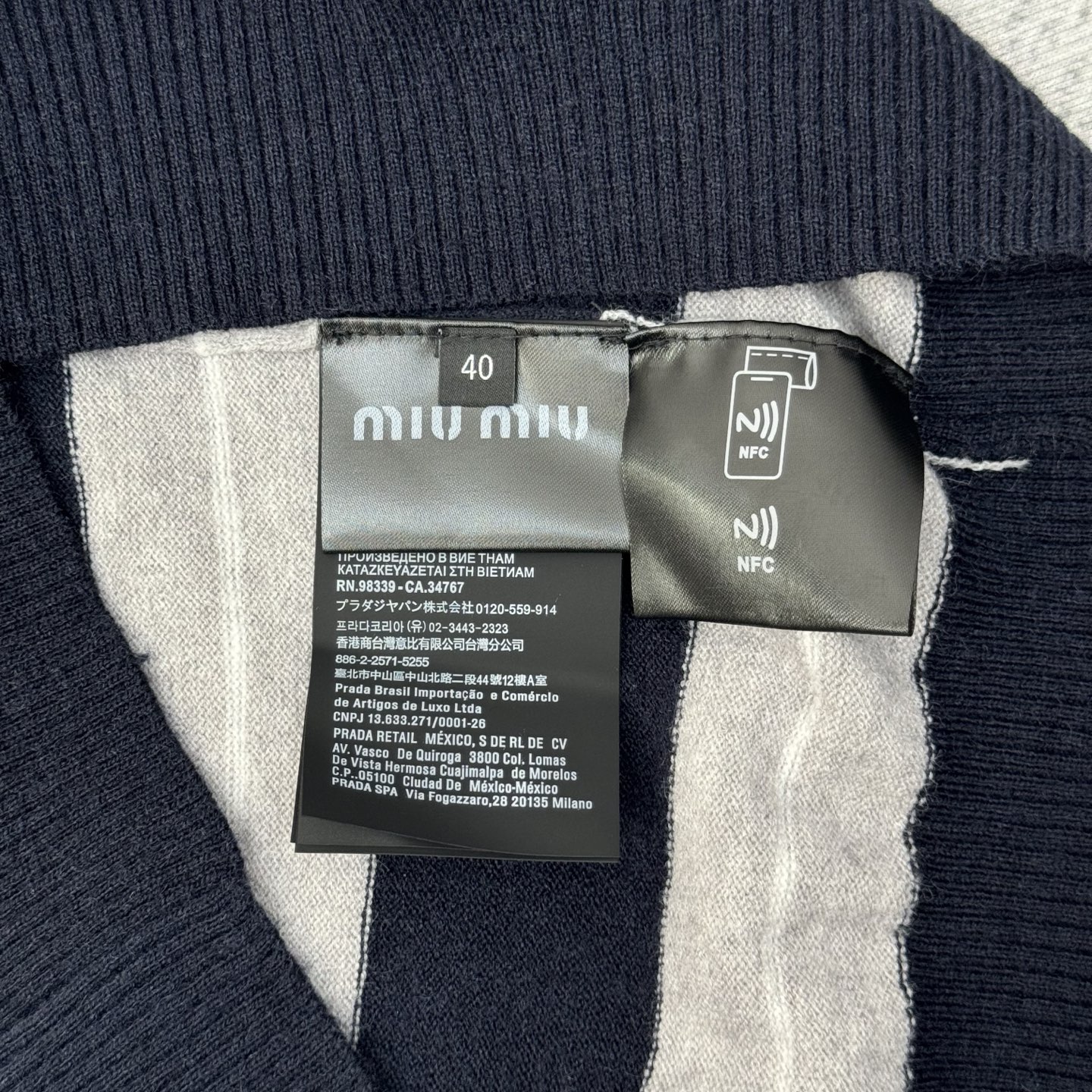 Miu Miu 25FW Half-Zip Striped Sweater