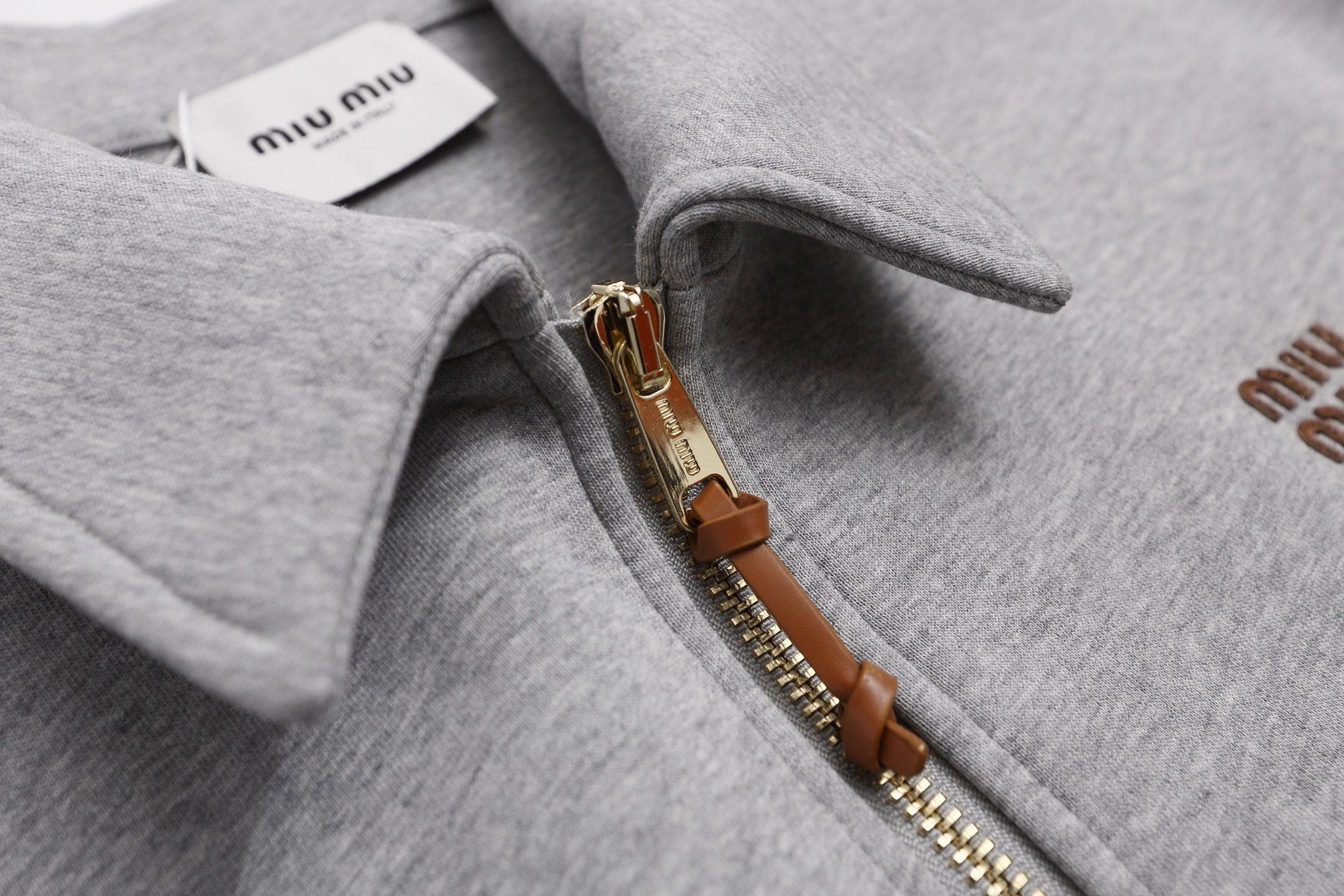 MiuMiu Oversized Fit Embroidered Logo Collared Zip Women's Casual Jacket