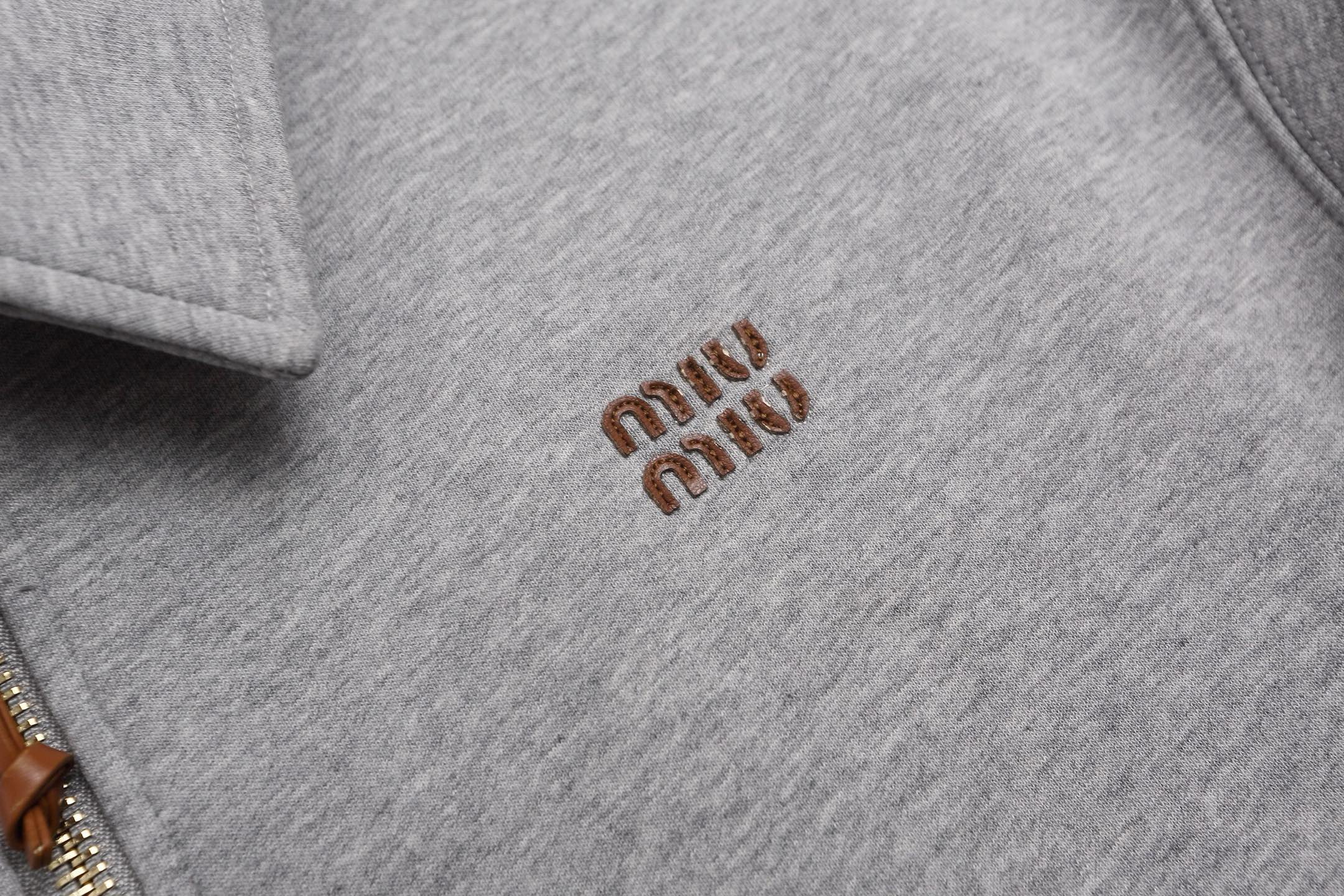 MiuMiu Oversized Fit Embroidered Logo Collared Zip Women's Casual Jacket