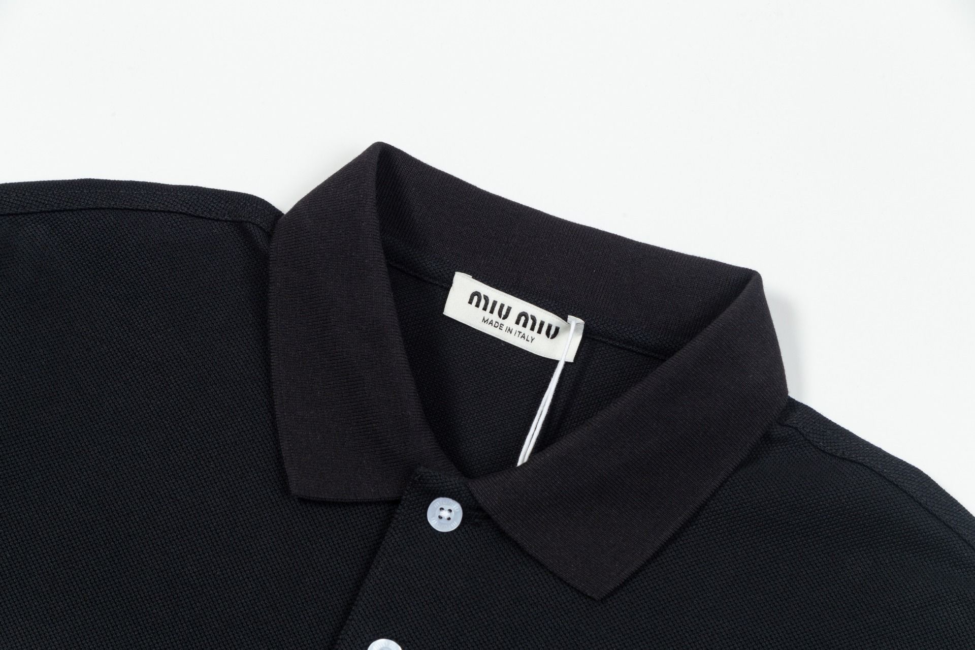 	MiuMiu Minimal Logo Detail Short-Sleeve CollaredPolo Shirt