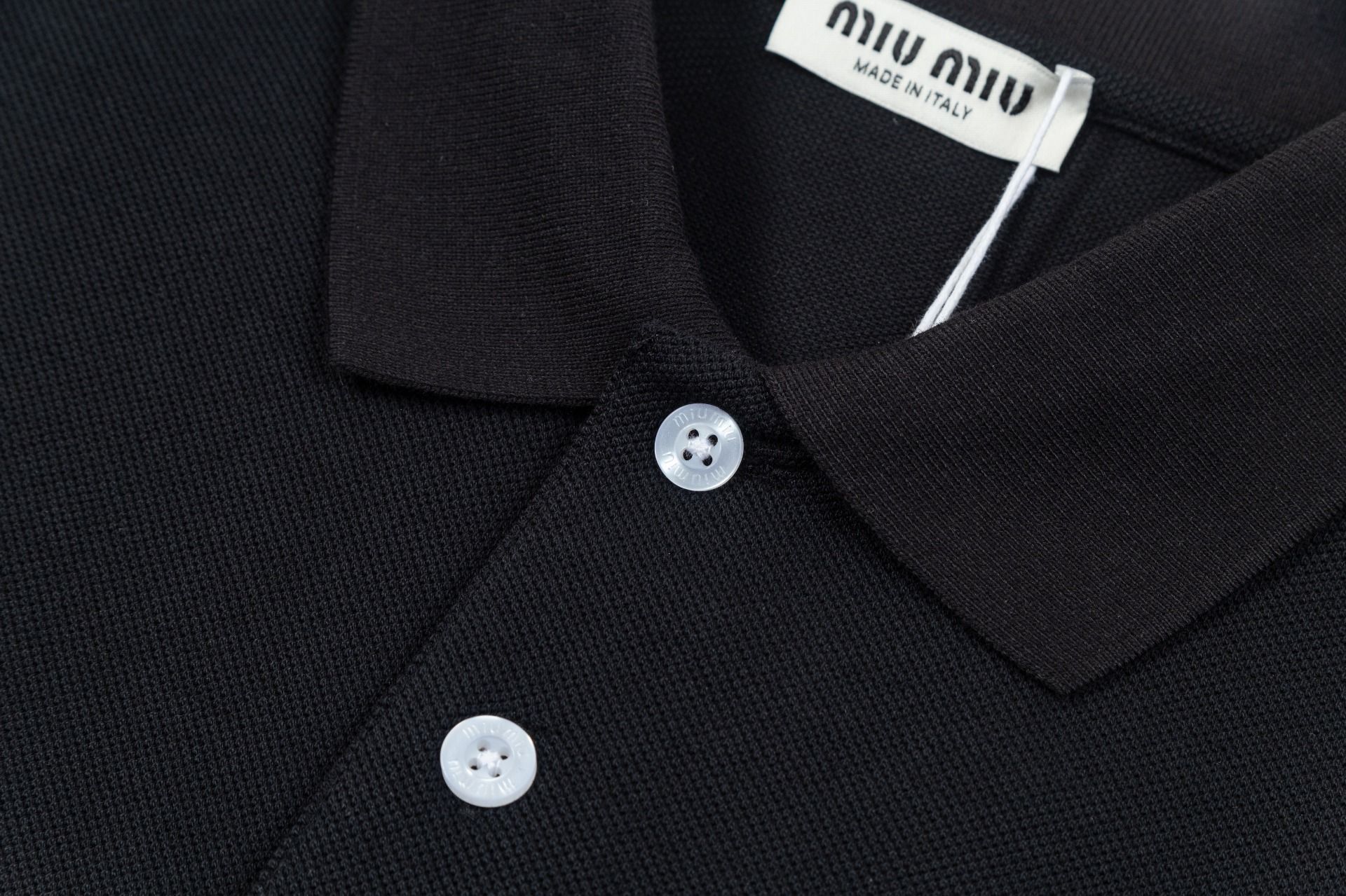	MiuMiu Minimal Logo Detail Short-Sleeve CollaredPolo Shirt
