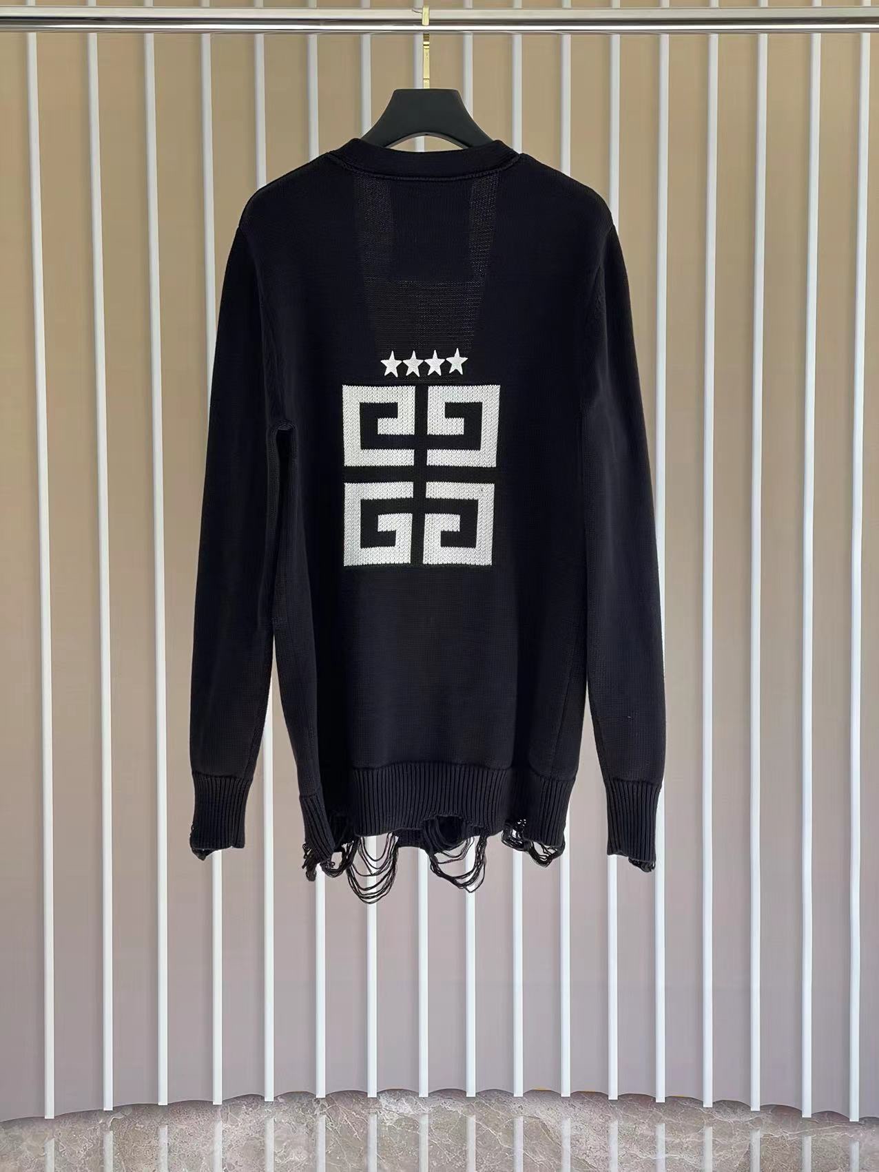Givenchy 5-Star Distressed Knit Cardigan