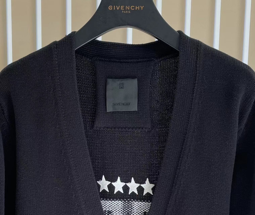 Givenchy 5-Star Distressed Knit Cardigan