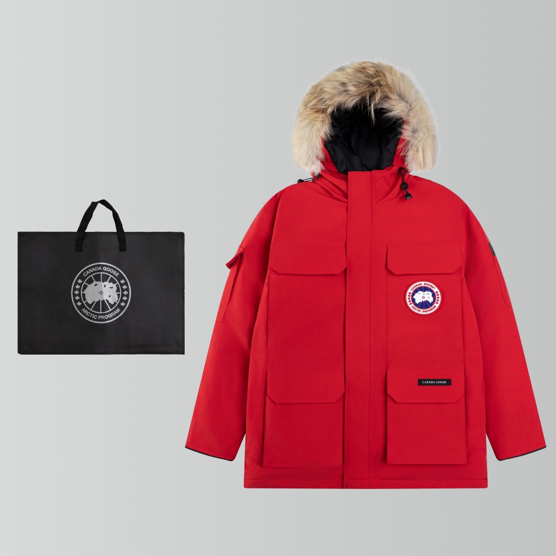 Canada Goose Fur-Lined Collar Multi-Pocket Cold-Resistant Parka Down Jacket