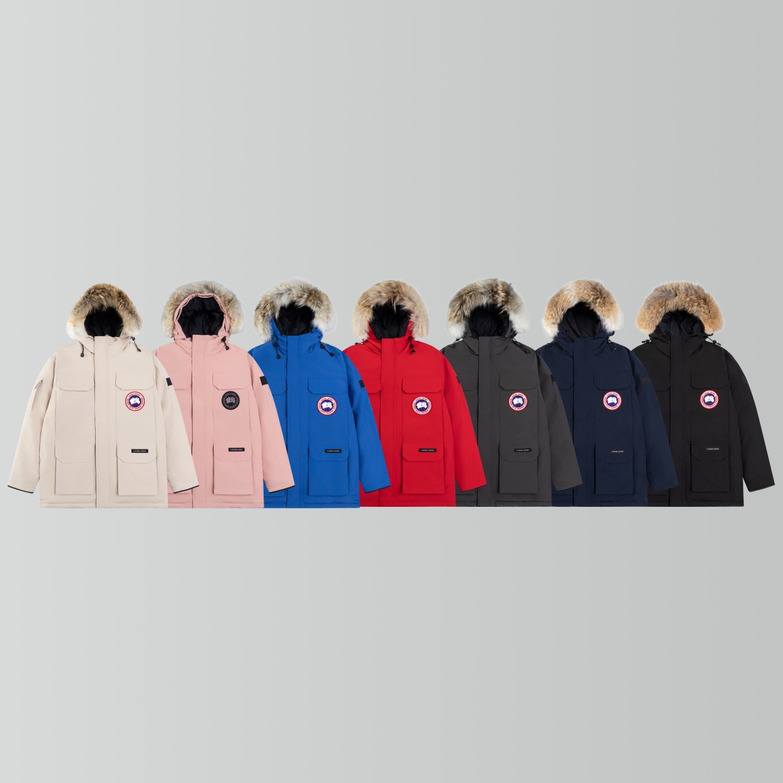 Canada Goose Fur-Lined Collar Multi-Pocket Cold-Resistant Parka Down Jacket