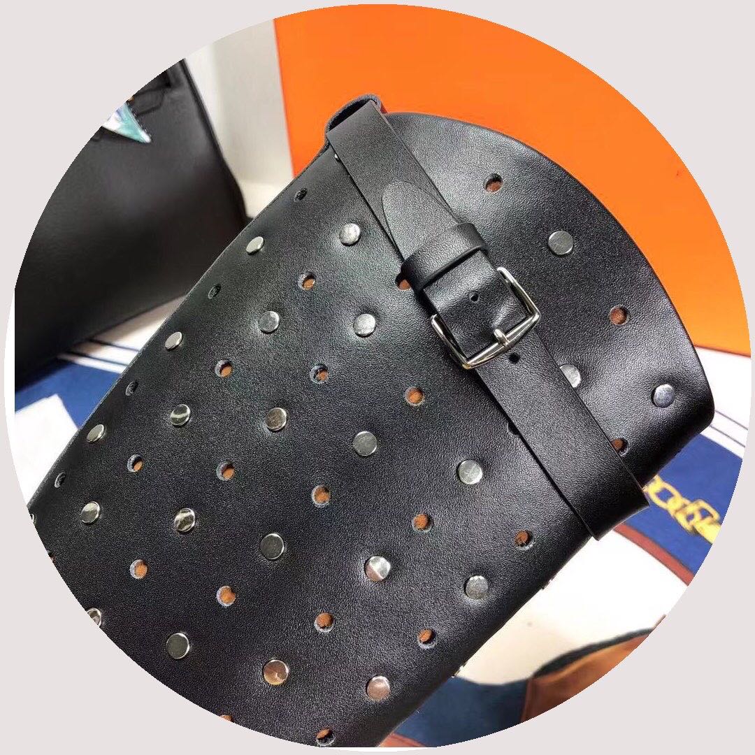 Hermès 2019 Autumn/Winter Perforated Studded Leather Knee-High Boots